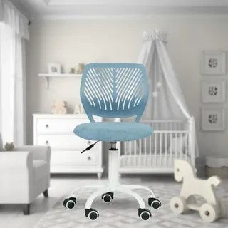 FurnitureR Vielseitiger Bürostuhl für Kinder, Arbeitsstuhl ohne Armlehnen, höhenverstellbar, drehbar, bunt, für Schule und Büro, Blau