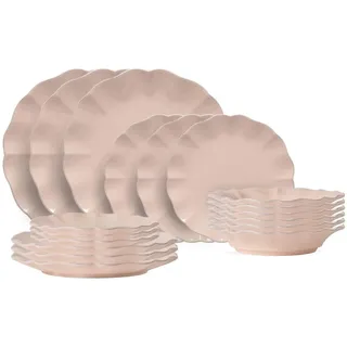 Costa Nova Geschirrset Rosa Rosé Pink 18-teilig / 6 Personen - 6 Speiseteller, 6 Frühstücksteller & 6 Suppenteller - Rosa