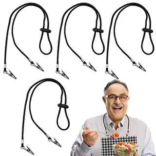 SwirlColor Serviettenkette 8 Stück, 62 cm/24,4 Zoll, Verstellbare serviettenhalter Kette für Damen und Herren, Flexibler serviettenkette mit Clip zum Schutz von Servietten für Restaurants-Schwarz