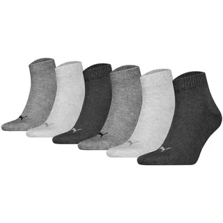 Puma Quarter Socken 6er Pack Stretch-Quarter Plain ECOM 6P grau 47-49