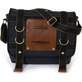 Manoro Herren Tasche Umhängetasche Messenger Bag Canvas schwarz 35x12x32 OTK212S - Schwarz