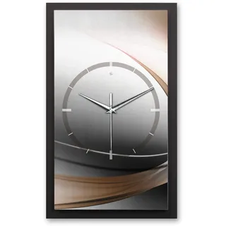 Kreative Feder 3D Designer-Wanduhr Dynamic in modernem Metallic-Look 50x30cm rechteckig analog lautlos ohne Ticken (Dynamic, leises Funkuhrwerk)