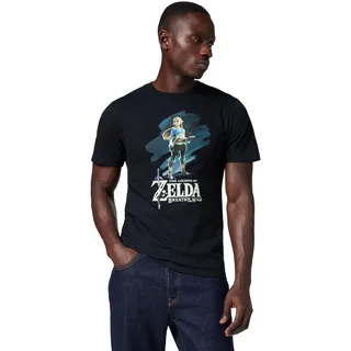 Nintendo Herren Breath of The Wild Zelda Paint T-Shirt, Schwarz, Klein
