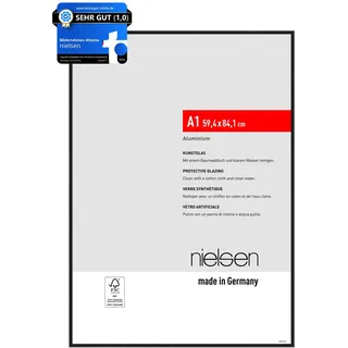 nielsen Bilderrahmen, 59,4 x 84,1 cm (A1), Aluminium, Schwarz matt, Posterrahmen zum Aufhängen im Hoch- & Querformat, bruchsicheres Kunstglas, Atlanta