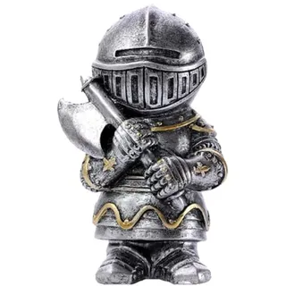 Fuwraixis Zwergenritter Gartenornament Mittelalterlicher Soldat Figur Skulptur Retro Ritter Kunstharz Kunsthandwerk Zuhause Büro Garten Ornamente Sammlerstücke