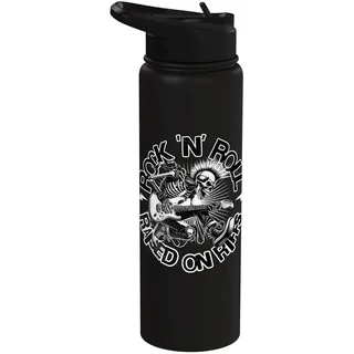 Rock n Roll Raised On Riffs Punk Metal Guitar Vibes Stainless Steel Insulated Water Bottle