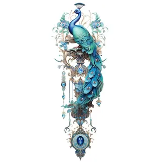 Flaxarne Wandsticker Eleganter Pfau Wandtattoo Vogel im Aquarell Stil Selbst Klebend Wall Decor für Wohnzimmer Schlafzimmer Kinderzimmer