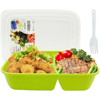 Neez Brotdose - 3 Fächern Lunchbox (1400ml) für Mann, Frau, Office & Schule, Lässig Bento Box für Jausen & Frühstücks, Mikrowellengeschirr Sicher, Luftdichte Behälter mit Deckel (Grüne)