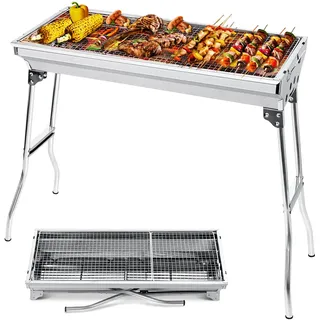 AGM Holzkohlegrill Camping Grill Holzkohle,Klappgrill Tragbarer Grill,Für Camping Garten Picknick Party, 73x 33x 71 cm, für 5-10 Personen