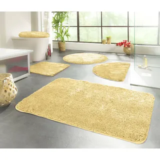 Badematte KINZLER "Chaozhou" Gr. 3, gelb, H:20mm, Polyester, Badematten, Badematte, Badteppich, Uni Farben, weich, als rechteckig, rund & Set erhältlich