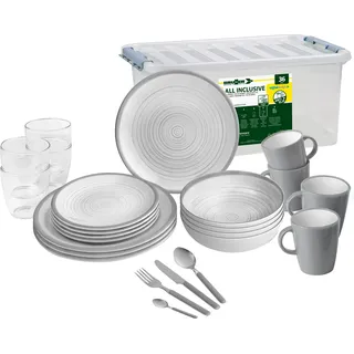 Brunner 0830154N.C4X Set Teller, Becher, Becher aus Melamin, bruchsicher, aus Melamin, 36 Stück, all Inclusive Bellagio, Antislip, lange Nutzungsdauer Indoor Outdoor