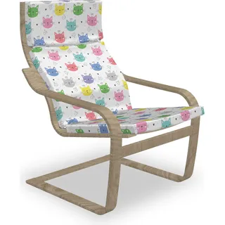 ABAKUHAUS Kätzchen Poäng Sessel Polster, Bunte Prinzessin Katzen, Sitzkissen mit Stuhlkissen mit Hakenschlaufe und Reißverschluss, Mehrfarbig