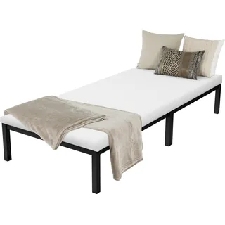 ML-Design Metallbett mit Lattenrost auf Stahlrahmen, 90x200 cm, Schwarz, mit Matratze H:10cm - Schwarz