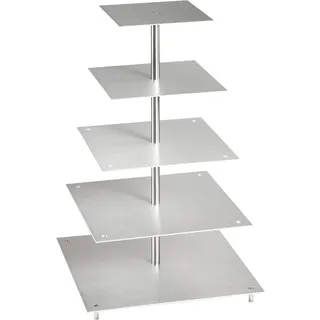 Tortenständer Aluminium Hochzeit Party 5 Etagen Hochzeitstortenständer Alu Eckig 21x21-26x26-31x31-36x36-41x41 cm