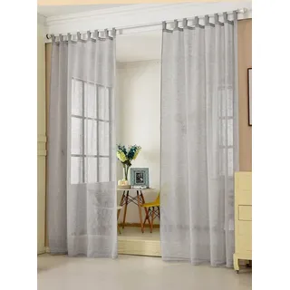 Woltu 1 Stück Gardine mit Schlaufen Leinen Optik, im Landhausstil, Stores Voile Fensterschal für Wohnzimmer Kinderzimmer