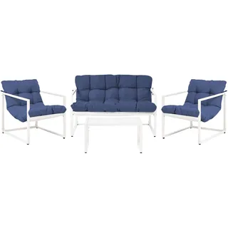 Beliani Lounge-Set 4-tlg. Blau/Weiß