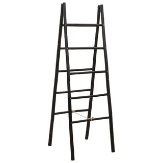 vidaXL Doppel-Handtuchleiter Schwarz 50 x 50 x 159 cm Bambus - Schwarz