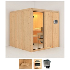Bild von Sauna »Romina«, (Set), 9-kW-Ofen mit externer Steuerung beige
