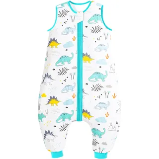 Chilsuessy Baby Schlafsack Sommer mit Füßen 0.5 Tog 100% Baumwolle Kinder Sommerschlafsack für Jungen und Mädchen, Dinosaurierpark, 90cm/Baby Höhe 100-110cm