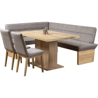 Home Affaire Eckbankgruppe »Beluna + Cross Essecke Sitzgruppe Eckbank Küchenbank BESTSELLER«, (Set, 4 tlg., Eckbank, 2 Stühle und Tisch), Sitzgruppe Esszimmer Stühle Tisch und Bank bequem gepolstert, grau
