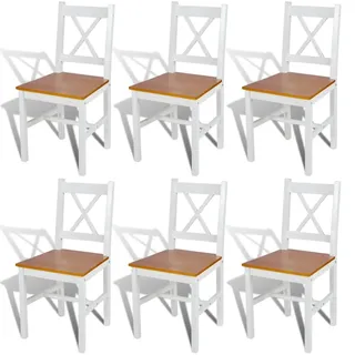 vidaXL Esszimmerstuhl Kiefer naturbelassen/weiß 6er Set