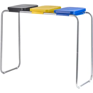 Müllsackständer mit Deckel, 120 L, Stahl 3 Fächer, Stahl|Kunststoff, silber