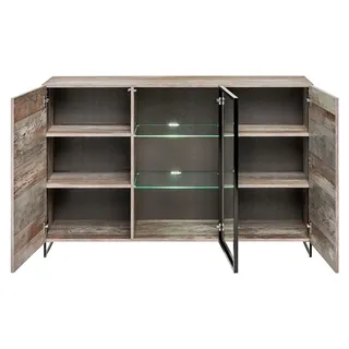 Kommode Wohnzimmer Holz Sideboard Holz Einrichtung Moderne Design Neu - Grau