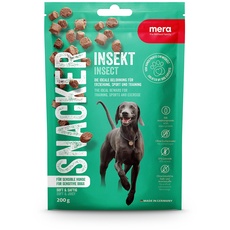 MERA Snacker Insekt (1x200g), getreidefrei, nachhaltige softe Hundeleckerli für Training oder als Snack, herzhafte fleischige Leckerlies für alle Hunde
