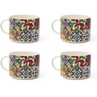 Excelsa Lisbona Set mit 4 Jumbo-Tassen, Porzellan, Fassungsvermögen 500 ml, mehrfarbig