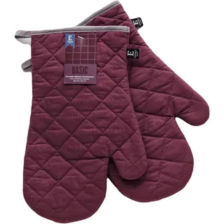 ESSEX - Ofenhandschuhe Hitzebestaendig, Modernes Weihnachten Topflappen Handschuh Set, aus Baumwolle, 19 x 30 cm, Ausgezeichneten Qualität - Basic, Rot