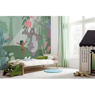 KOMAR Disney Vlies Fototapete -Jungle Book Just Kidding 300 x 250 cm - Kinderzimmer, Tapete, Kindertapete