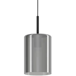 EGLO Pendelleuchte Cadaques 1, 1 flammige Hängelampe, Elegant, Hängeleuchte aus Stahl in Silber und Rauchglas, Esstischlampe, Wohnzimmerlampe hängend mit E27 Fassung