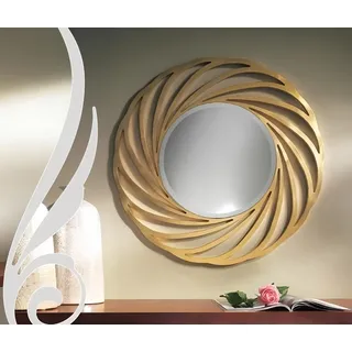 Rund Spiegel Hängespiegel Holz Modern Wandspiegel Möbel Spieglein Design 90x90