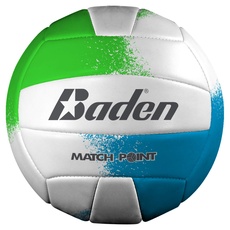 Baden | Match Point | Gepolstertes Kunstleder | Outdoor Freizeit Hinterhof Volleyball + College Camp Ball | Alle Altersgruppen | Offizielle Größe 5 | Neongrün/Blau/Weiß