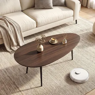 FANTASK Mittelalter Couchtisch, Rund Wohnzimmertisch mit Stabiler Metallkonstruktion, Retro-Kaffeetisch mit kompakter Gestaltung, Beistelltisch für Wohnzimmer & Home Office (Braun)