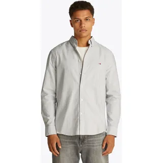 Langarmhemd TOMMY JEANS "TJM SLIM STRIPE OXFORD SHIRT EXT", Herren, Gr. L, N-Gr, blau (schwarz night navy stripe), Web, Obermaterial: 100% Baumwolle, gemustert, gestreift, mehrfarbig, slim fit normal, Rundhals, eingesetzt,Ärmel mit Ärmelschlitz Manschette mit Knöpfen, Hemden Langarmhemd, Mit Button-Down-Kragen