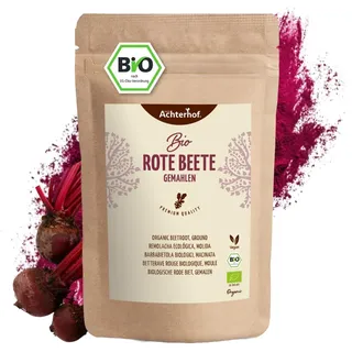 Rote Beete Pulver Bio 100g | erdig, herzhaft und süß | roh und gekocht verwendbar | ideal zum Färben von Lebensmitteln | vom Achterhof