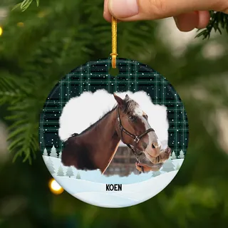 Geschenke Mall Personalisiertes Ornament - Pferd Weihnachtsdeko- Weihnachtskugeln Pferd, Baumschmuck mit Bild, personalisierter Christbaumschmuck, personalisierte weihnachtsdeko (Bild Hochladen)