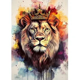 BOWETILE 5D Diamond Painting Bilder Der König der Löwen, Löwe Diamond Painting Set für Erwachsene und Kinder, Komplettes DIY Tier Diamond Art Malen Stickset für Kreuzstichbilder, Wohnkultur 30x40 cm