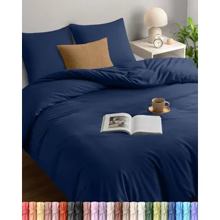 qiwagu Utopia Bedding Mikrofaser Marineblau 200 x 220 cm + 2 x 80 x 80 cm