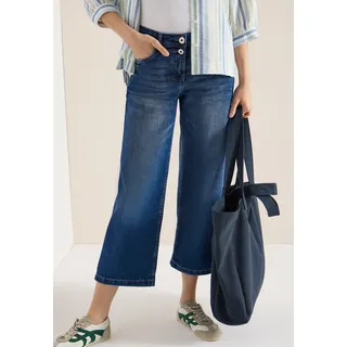 Loose-fit-Jeans CECIL "Style Neele", Damen, Gr. 31, Länge 26, mid blau used wash, Denim/Jeans, Obermaterial: 71% Baumwolle, 27% Polyester, 2% Elasthan. Futter: 52% Polyester, 48% Baumwolle, unifarben, loose fit 7/8-Länge, Jeans Loose-fit-Jeans, mit Stretch