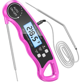 CIRYCASE Fleischthermometer Digital, Sofort Lesen Bratenthermometer Ofenthermometer, Externe Lange Sonde mit 102cm-Edelstahlkabel, Zeigerthermometer, Backofenthermometer für Küche, BBQ, Ofen,Sound Bar
