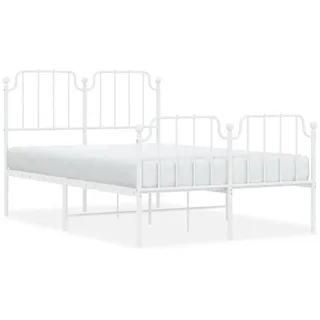 vidaXL Bettgestell mit Kopf- und Fußteil Metall Weiß 120x200 cm