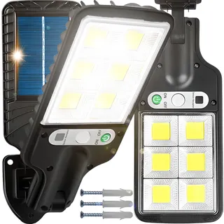 Solar Straßenleuchte Gartenleuchten mit Bewegungsmelder 120 LED 240W IP67 Wasserdichte Außen Garten Solarleuchten Lampe Wandleuchte Retoo - Schwarz