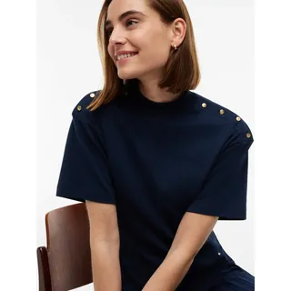 Tommy Hilfiger Strickkleid "GOLD BUTTON HIGH-NK S/S DRESS" Baumwolle, dunkelblau