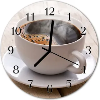 Glasuhr Wanduhr Küchenuhr Echt-Glas 30fi cm Kaffee braun - Braun