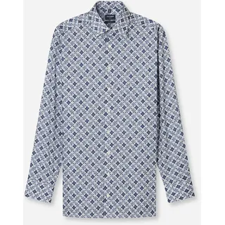 Langarmhemd OLYMP "Luxor", Herren, Gr. 41, N-Gr, blau (bleu), Web, Obermaterial: 100% Baumwolle, gemustert, normal, 2-Knopf-Manschette, Hemden Langarmhemd, Businesshemd, modern fit, New-Kentkragen