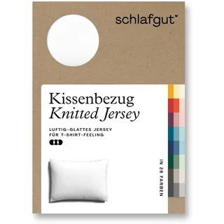 Schlafgut Kissenbezug »Knitted Jersey aus Bio-Baumwolle mit Elasthan, bügelfrei,«, (1 St.), besonders fein gestrickt, Kissenhülle mit farbigem Reißverschluss, weiß