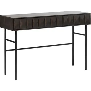 Novel Konsolentisch , Dunkelbraun , Holz, Metall, Holzwerkstoff , Eiche , furniert, teilmassiv , 2 Schubladen , rechteckig , rund , 39x75x117 cm , Holzmöbel, Holztische, Wohnzimmertische Holz, Konsolentische Holz