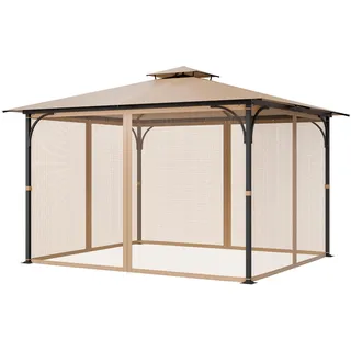 Vevor Moskitonetz für Pavillon, Mückennetz passend für 304,8x365,8x213,4 cm große Pavillons, Insektennetz, 4-teiliger Seitenwand-Pavillonvorhang, mit Doppelreißverschluss (nur Netz)